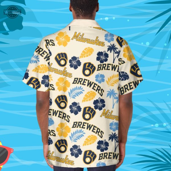 milwaukee brewers hawaiian shirt and shorts inspired by brewers hawaiian shirt night 2023 milwaukee brewers promotions 2023 brewers theme nights 2023 laughinks.com 6