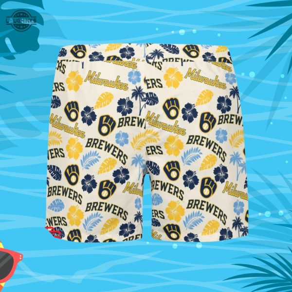 milwaukee brewers hawaiian shirt and shorts inspired by brewers hawaiian shirt night 2023 milwaukee brewers promotions 2023 brewers theme nights 2023 laughinks.com 8