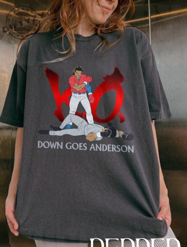 Jose Ramirez Vs Tim Anderson Down Goes Anderson Shirt Funny Meme Tee Baseball Sweatshirt Ramirez Vs Anderson Hoodie Trending Shirt giftyzy.com 1