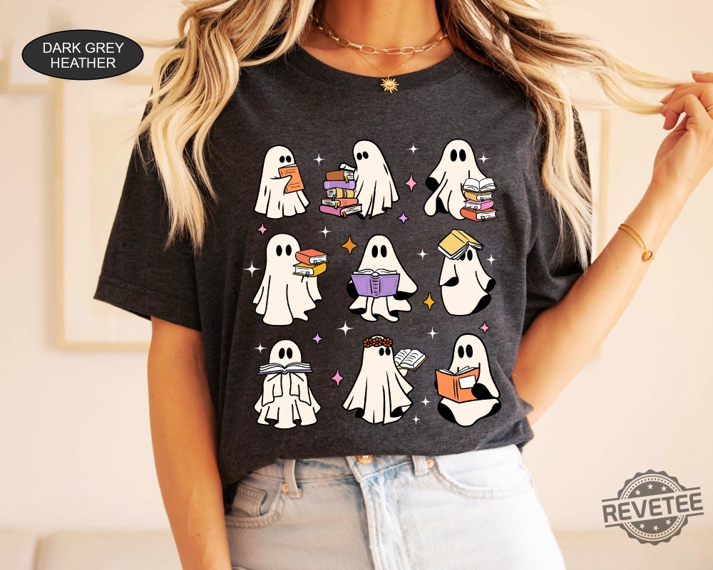 Teacher Halloween Shirts Halloween Ghost Shirts Read More Books Shirts Ghost Books Shirts Halloween Shirt Women Reading Teacher Tee Spirit Halloween Shirt New