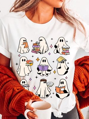 Teacher Halloween Shirts Halloween Ghost Shirts Read More Books Shirts Ghost Books Shirts Halloween Shirt Women Reading Teacher Tee Spirit Halloween Shirt New revetee.com 4