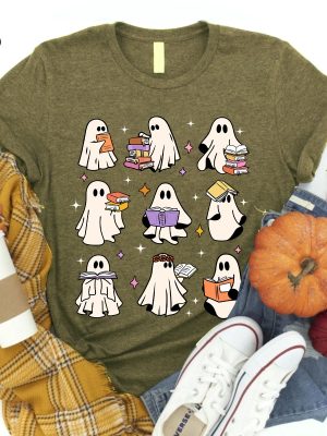 Teacher Halloween Shirts Halloween Ghost Shirts Read More Books Shirts Ghost Books Shirts Halloween Shirt Women Reading Teacher Tee Spirit Halloween Shirt New revetee.com 5