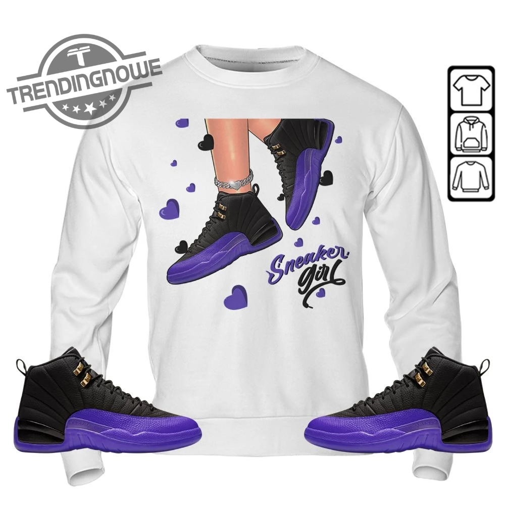 Jordan 12 Field Purple Shirt Sneaker Girl Heart Unisex Shirt To Match Sneaker