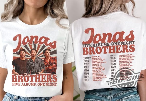 Retro Jonas Brothers Shirt Five Albums One Night Tour Shirt Jonas Retro 90s Sweatshirt Jonas Tour 2023 T Shirt trendingnowe.com 1