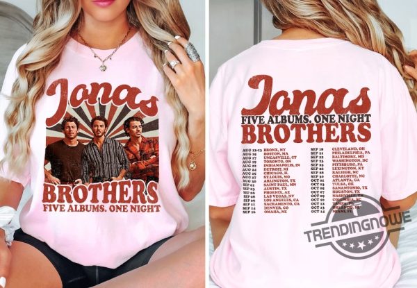 Retro Jonas Brothers Shirt Five Albums One Night Tour Shirt Jonas Retro 90s Sweatshirt Jonas Tour 2023 T Shirt trendingnowe.com 2