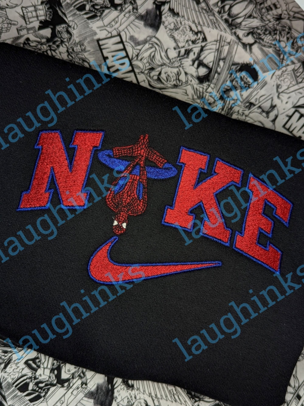Spiderman Embroidered Sweatshirts Nike Embroidered Crewneck Spiderman Nike Sweatshirt Mens Womens Nike Spiderman Hoodie Embroidered Nike Spiderman Shirt