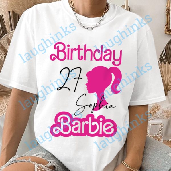 custom barbie birthday shirt for adults kids barbie birthday shirt ideas personalized birthday barbie shirt girls womens barbie shirt canada us uk birthday gift shirts laughinks.com 1