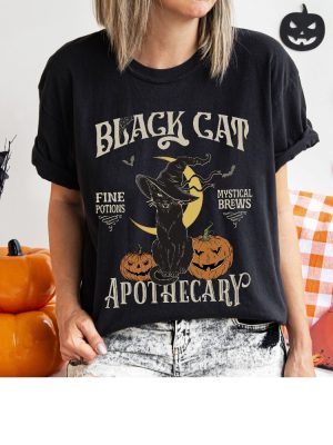 Halloween Black Cat Shirt Retro Halloween Cat Shirt Cat Mom Halloween Shirt Vintage Black Cat Salem Apothecary Shirt Classic Halloween Costumes Halloween Sweatshirts New revetee.com 6