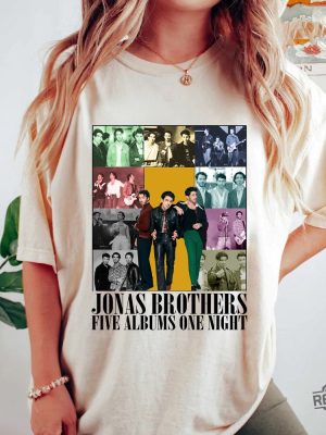 Retro Jonas Brothers The Eras Tour Shirt Jonas Brothers Shirt Jonas Brother Merch Joe Jonas Homage Shirt Five Albums One Night Tour Tee Unique revetee.com 3