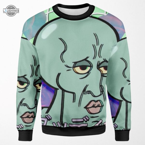 handsome squidward cosplay all over printed squidward costume kid adult squidward spongebob halloween costume squidward handsome devil sweatshirt laughinks.com 2