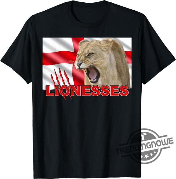 Lioness Shirt 2023 England Womens World Cup Shirt Lionesses Roaring Lioness England Flag Claw Marks T Shirt trendingnowe.com 1 1