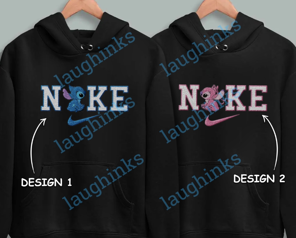 Stitch Nike Sweatshirt Stitch Embroidered Sweatshirt Embroidered Nike  Stitch Hoodie Couple Nike Couple Hoodies Nike Stitch Crewneck Sweatshirt  Lilo And Stitch Shirt NEW Matching Couples Hoodies - Laughinks