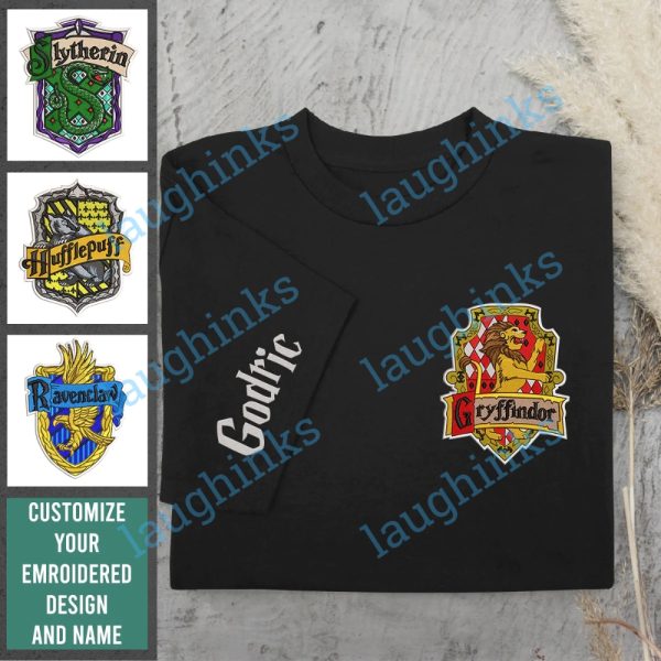 slytherin t shirt embroidered slytherin shirt harry potter embroidered sweatshirt gryffindor shirts hufflepuff shirts harry potter house shirts harry potter personalised hoodie laughinks.com 1
