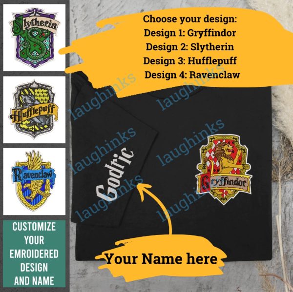 slytherin t shirt embroidered slytherin shirt harry potter embroidered sweatshirt gryffindor shirts hufflepuff shirts harry potter house shirts harry potter personalised hoodie laughinks.com 2