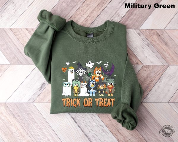 Bluey Trick Or Treat Shirt Bluey Halloween Shirt Trick Or Treat Sweatshirt Disney Halloween Shirt Kids Halloween Shirt Spirit Halloween Bluey Halloween Costume New revetee.com 1