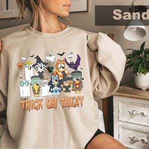Bluey Trick Or Treat Shirt Bluey Halloween Shirt Trick Or Treat Sweatshirt Disney Halloween Shirt Kids Halloween Shirt Spirit Halloween Bluey Halloween Costume New revetee.com 3