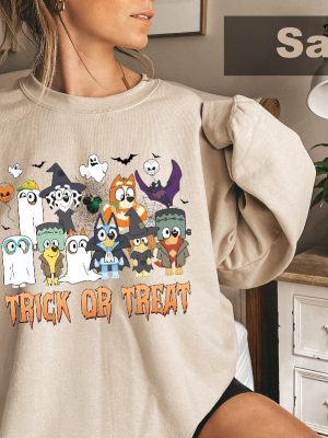 Bluey Trick Or Treat Shirt Bluey Halloween Shirt Trick Or Treat Sweatshirt Disney Halloween Shirt Kids Halloween Shirt Spirit Halloween Bluey Halloween Costume New revetee.com 3