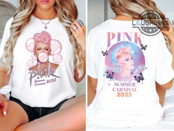 pink tshirt double sided pink concert tshirt canada uk us pink tour 2023 sweatshirt pink carnival tour shirt pink summer carnival 2023 shirt laughinks.com 1