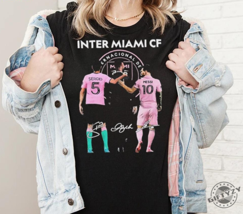 Inter Miami Fc Champion Lionel Messi 10 Sergio Busquets 5 David Beckham Signature Shirt Tshirt Hoodie Sweatshirt