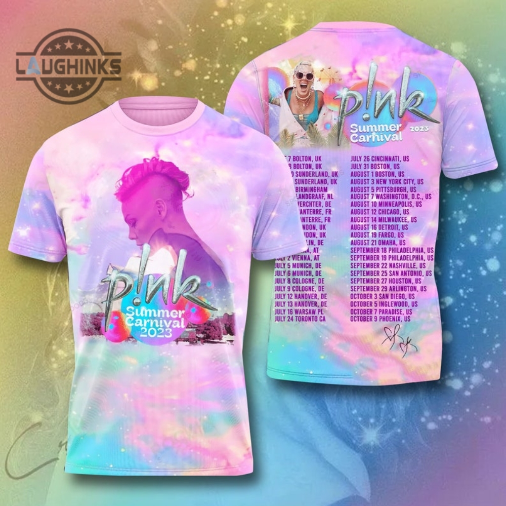 pink tour t shirt 2023 all over printed pink tshirt pink concert shirts pink merchandise pink summer carnival 2023 t shirt pink artist hoodie pink singer sweatshirt laughinks.com 1