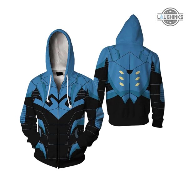 blue beetle costume dc blue beetle halloween costume blue beetle movie costume blue beetle movie all over printed hoodie t shirt sweatshirt blue beetle cosplay laughinks.com 1