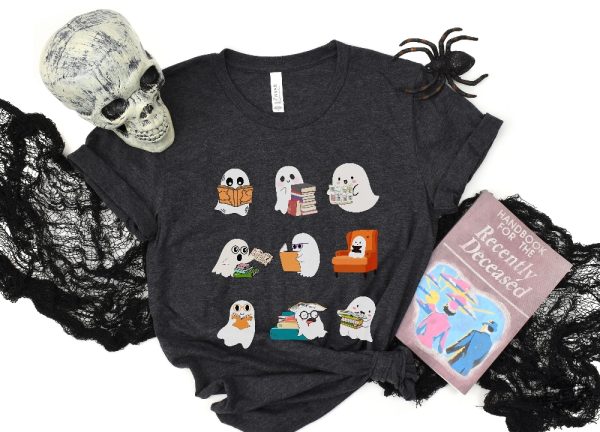 Ghost Reading Shirt Teacher Halloween Shirt Librarian Shirt Book Lover Tshirt Teacher Halloween Costume Ideas Halloween Clipart Halloween Costumes For Girls New revetee.com 2