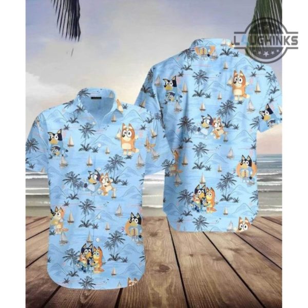 bluey button up shirt bluey hawaiian shirt and shorts bluey hawaiian shirt mens bluey shirt adults bluey bandit hawaiian shirt laughinks.com 2