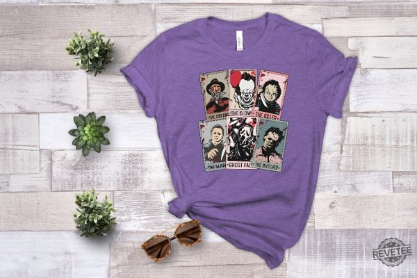 Vintage Horror Characters Tarot Card Shirt Halloween Tarot Card Horror Friends Shirt Halloween Killers Shirt Halloween Sweatshirts Horror Movies 2023 Movie Monsters Spooky Season Shirt revetee.com 6