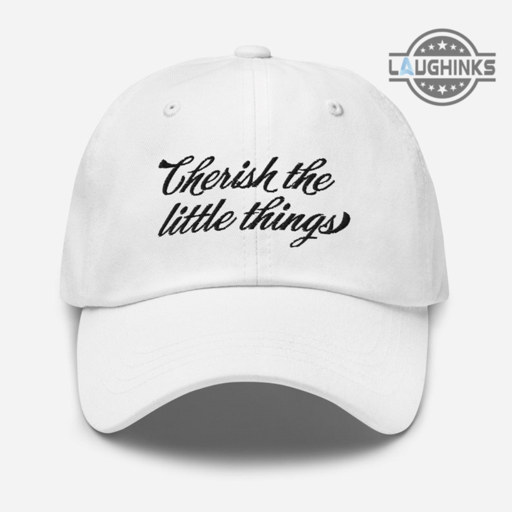 cherish the little things hat nfl aaron rodgers embroidered baseball cap will mcdonald zach wilson robert saleh hats laughinks.com 1