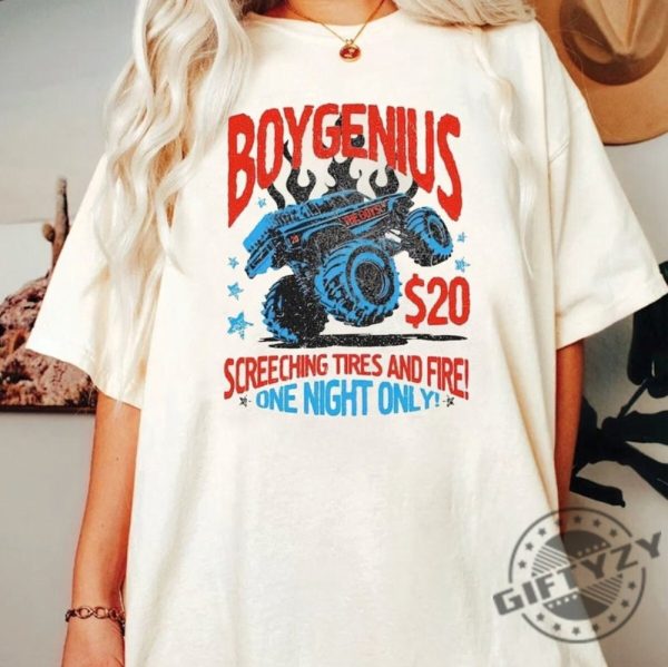 Boygenius Screeching Tires And Fire Shirt Boygenius Rock Band Sweatshirt Boygenius 2023 Tour Tee Indie Rock Music Hoodie Phoebe Bridgers Rips Shirt giftyzy.com 1 1