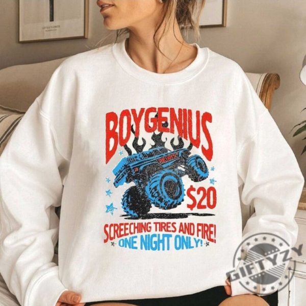 Boygenius Screeching Tires And Fire Shirt Boygenius Rock Band Sweatshirt Boygenius 2023 Tour Tee Indie Rock Music Hoodie Phoebe Bridgers Rips Shirt giftyzy.com 2 1