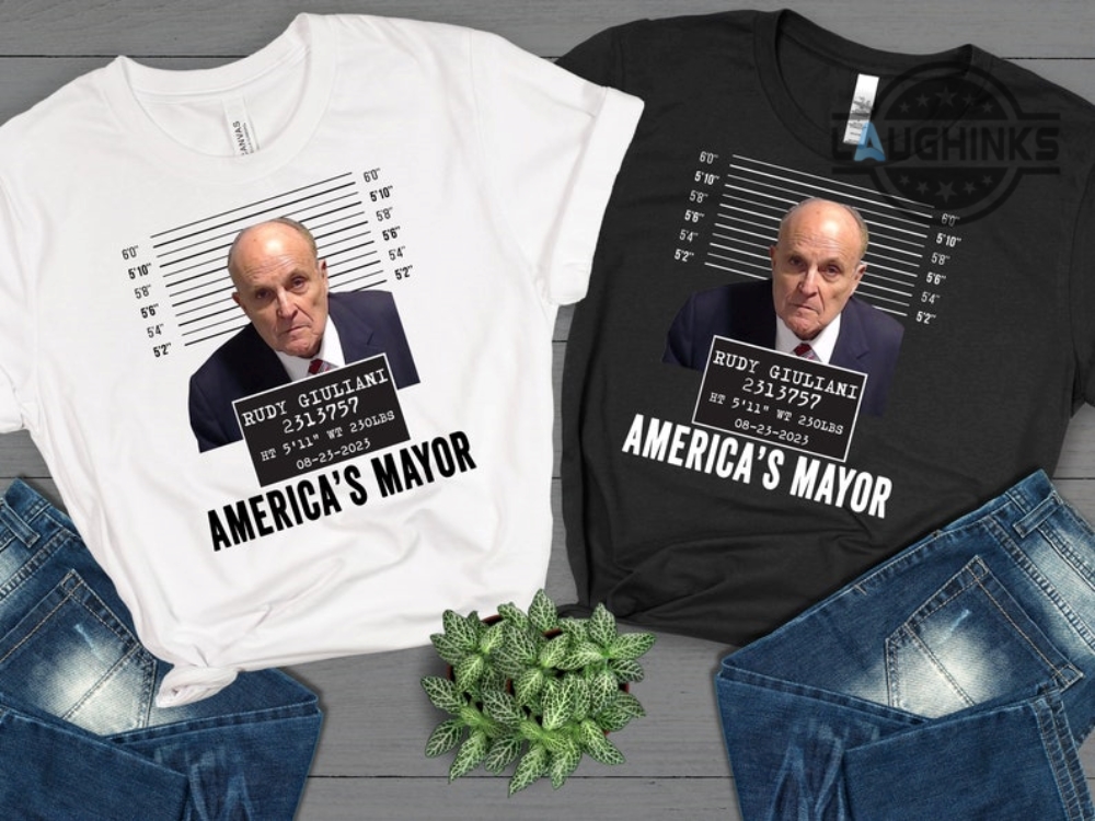 "Shop the Hottest Trending T-Shirts and More at Laughinks – August 2023" 4 Rudy Giuliani Mugshot Shirt Rudy Giuliani Mug Shot Tshirt Rudy Mug Shot Sweatshirt Rudy Giuliani Shirt Rudy Giuliani Private Jet Hoodie
