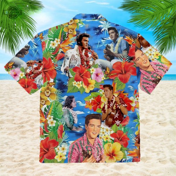 elvis hawaiian shirt and shorts elvis paradise hawaiian style shirt elvis blue hawaiian shirt elvis shirts for sale elvis presley aloha shirt laughinks.com 3