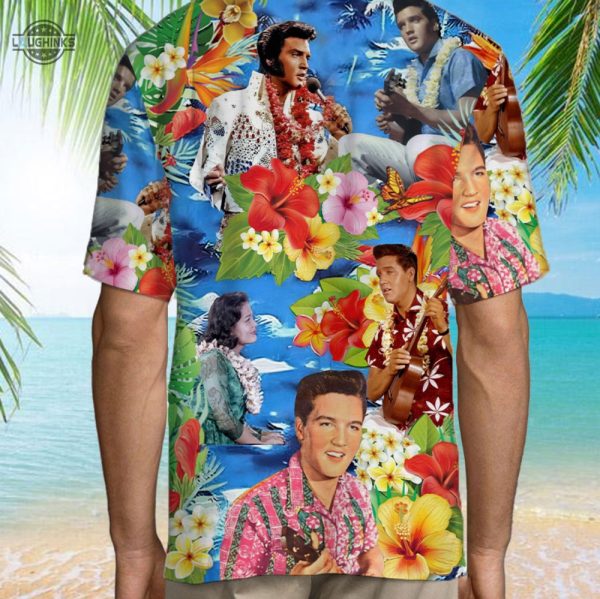 elvis hawaiian shirt and shorts elvis paradise hawaiian style shirt elvis blue hawaiian shirt elvis shirts for sale elvis presley aloha shirt laughinks.com 4