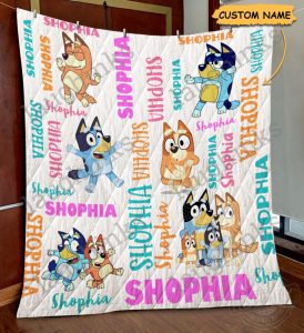 Bluey Blanket Near Me Personalized Bingo Bluey Quilt Pattern Blanket ...