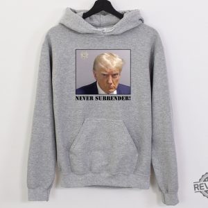 Trump Never Surrender Hoodie Never Surrender T Shirt Never Surrender Merchandise Trump Mugshot Merchandise Trump Mug Shot Merchandise Donald Trump Merchandise Unique revetee.com 4