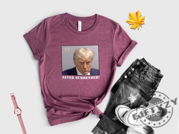 Trump Never Surrender Shirt Donald Trump Tshirt Free Trump Hoodie Sweatshirt Donald Trump Mugshot Never Surrender Trump Shirt giftyzy.com 2