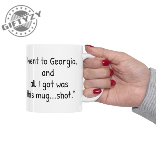 Trump Mugshot Went To Georgia And All I Got Was This Mug Shot Ceramic Mug Actual Trump Prison Mug Shot Trump Never Surrender Mug giftyzy.com 9