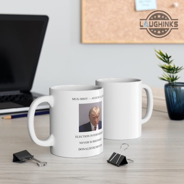 never surrender coffee mug trump campaign travel mug donald trump coffee mug 11oz 15oz trump coffee cups donald trump jail mugs trump mugshot mug laughinks.com 3