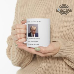 never surrender coffee mug trump campaign travel mug donald trump coffee mug 11oz 15oz trump coffee cups donald trump jail mugs trump mugshot mug laughinks.com 4