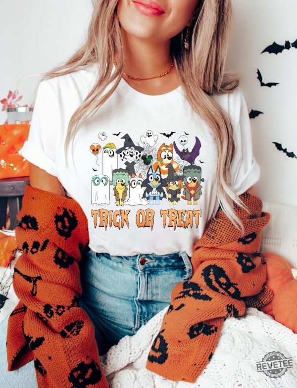 Bluey Trick Or Treat Shirt Bluey Halloween Shirt Trick Or Treat Sweatshirt Chilli Costume Bluey Trick Or Treat Clipart Shirt Dog Trick Or Treat Shirt Disney Halloween Shirts For Adults New revetee.com 2