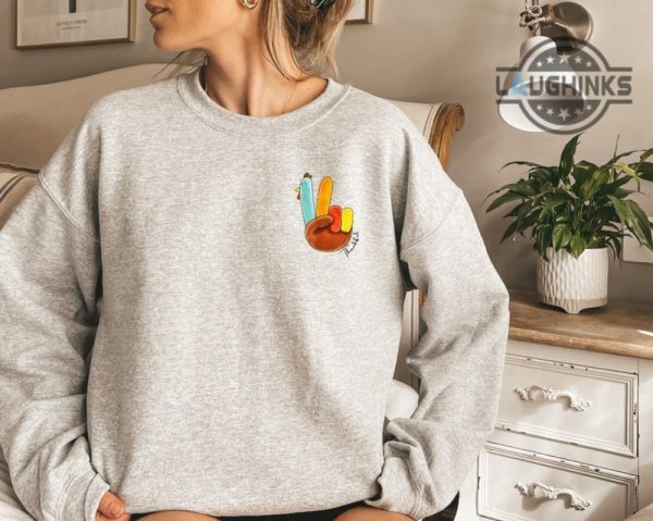 thanksgiving sweatshirt hoodie t shirt thanksgiving 2023 mickey mouse peace sign pullover sweatshirt for adults kids mickey thanksgiving shirt laughinks.com 1