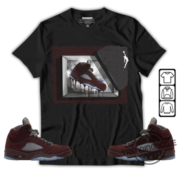 Burgundy 5s Shirt Jordan Box Unisex Shirt To Match Sneaker trendingnowe.com 1