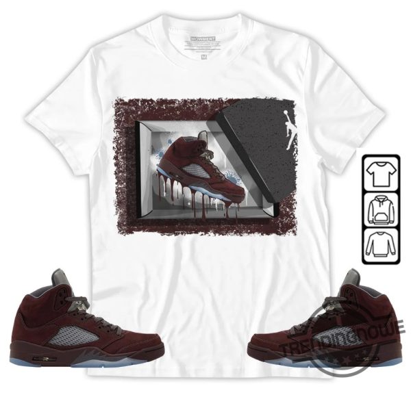 Burgundy 5s Shirt Jordan Box Unisex Shirt To Match Sneaker trendingnowe.com 2