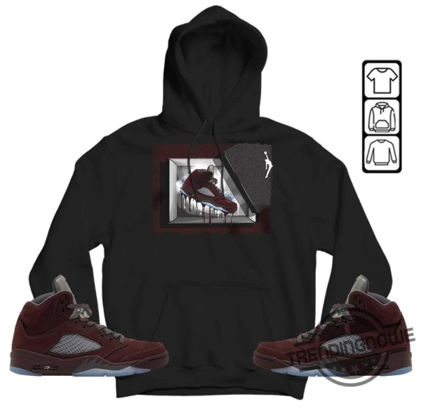 Burgundy 5s Shirt Jordan Box Unisex Shirt To Match Sneaker trendingnowe.com 3