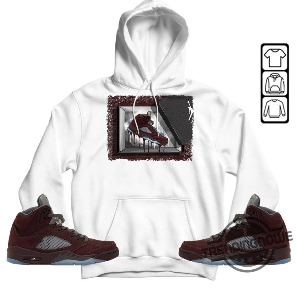 Burgundy 5s Shirt Jordan Box Unisex Shirt To Match Sneaker trendingnowe.com 4