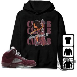 Burgundy 5s Shirt Cardi B Just Throw It Shirt To Match Sneaker trendingnowe.com 4