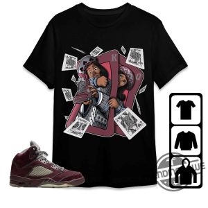 Burgundy 5s Shirt Playing Card Unisex Shirt Match Jordan 5 Burgundy trendingnowe.com 1