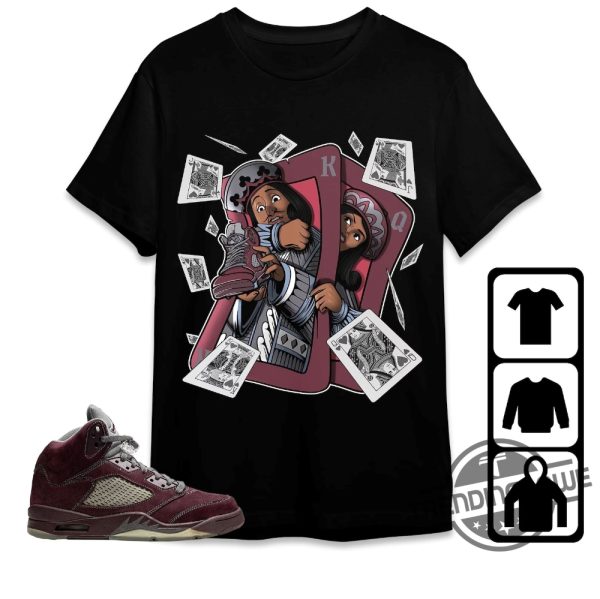 Burgundy 5s Shirt Playing Card Unisex Shirt Match Jordan 5 Burgundy trendingnowe.com 1