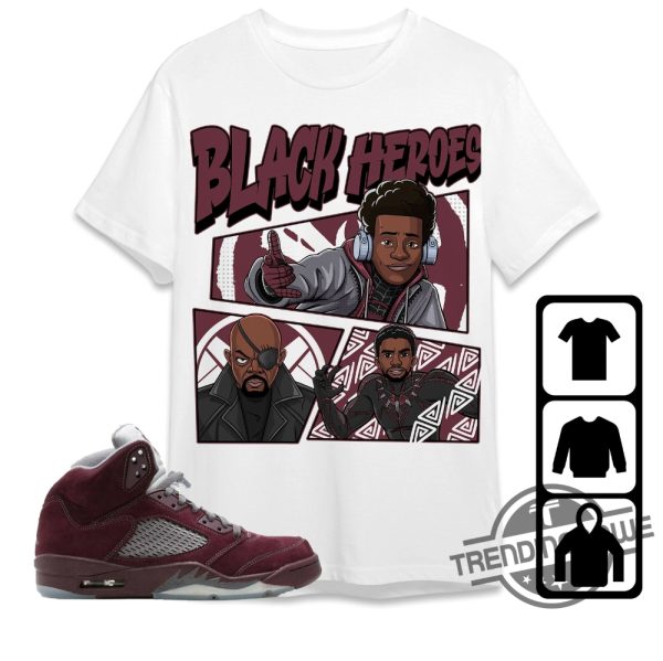 Burgundy 5s Shirt Black Heroes Shirt To Match Sneaker trendingnowe.com 2